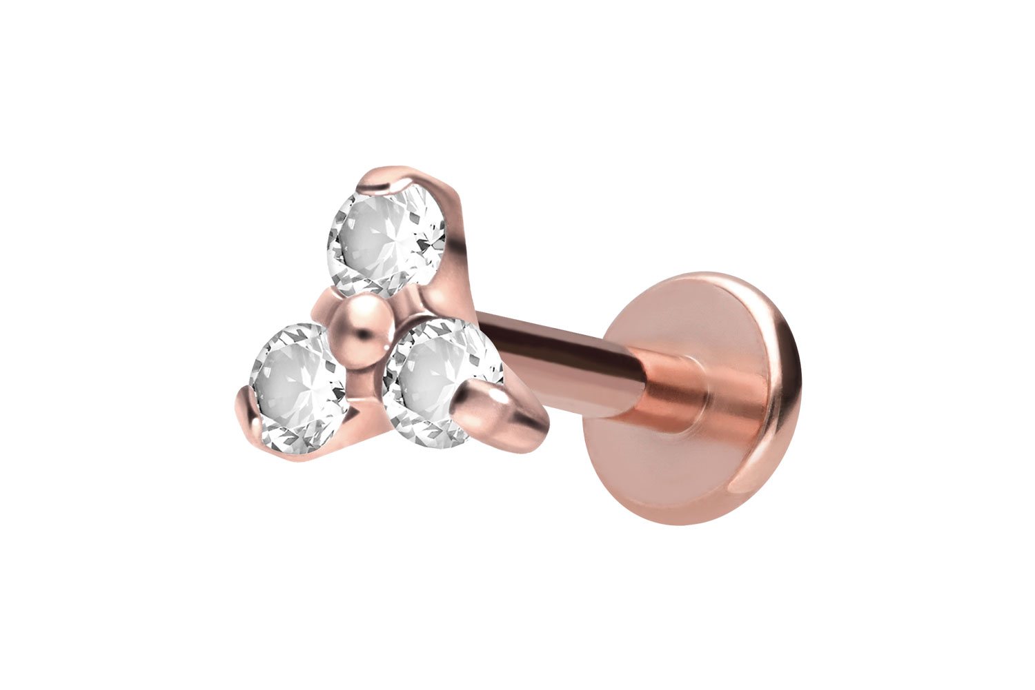 Titan Labret Piercing mit Innengewinde KRISTALLBLUME